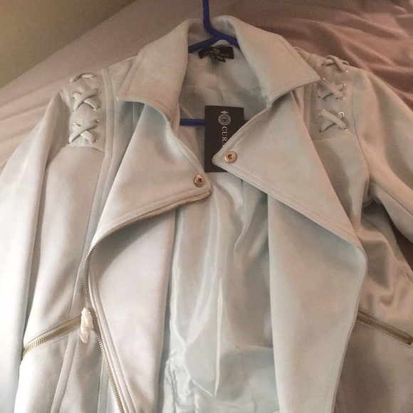 Curations new  faux suede powder blue moto jacket - Picture 3 of 4
